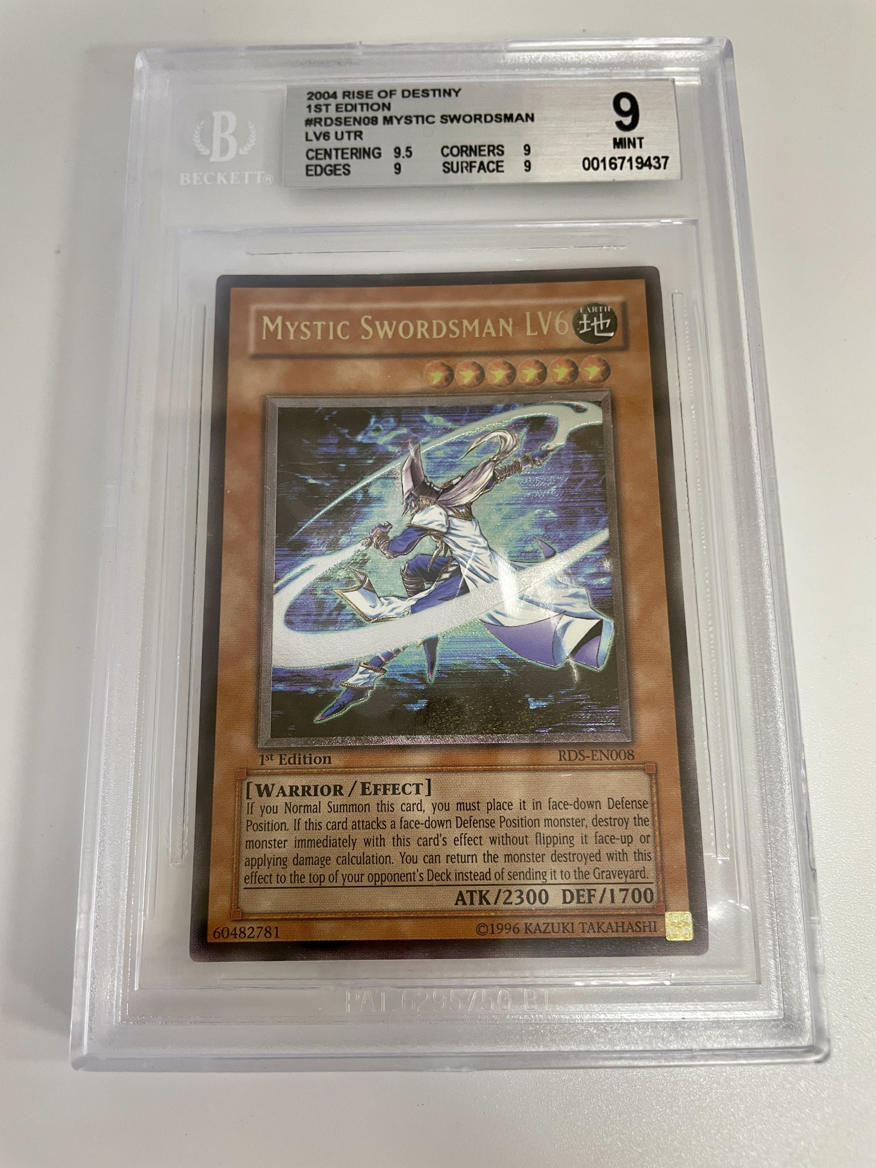 BGS - 9 2004 Rise of Destiny 1st Edition #RDSEN08 Mystic Swordsman LV6 UTR [0016719437]