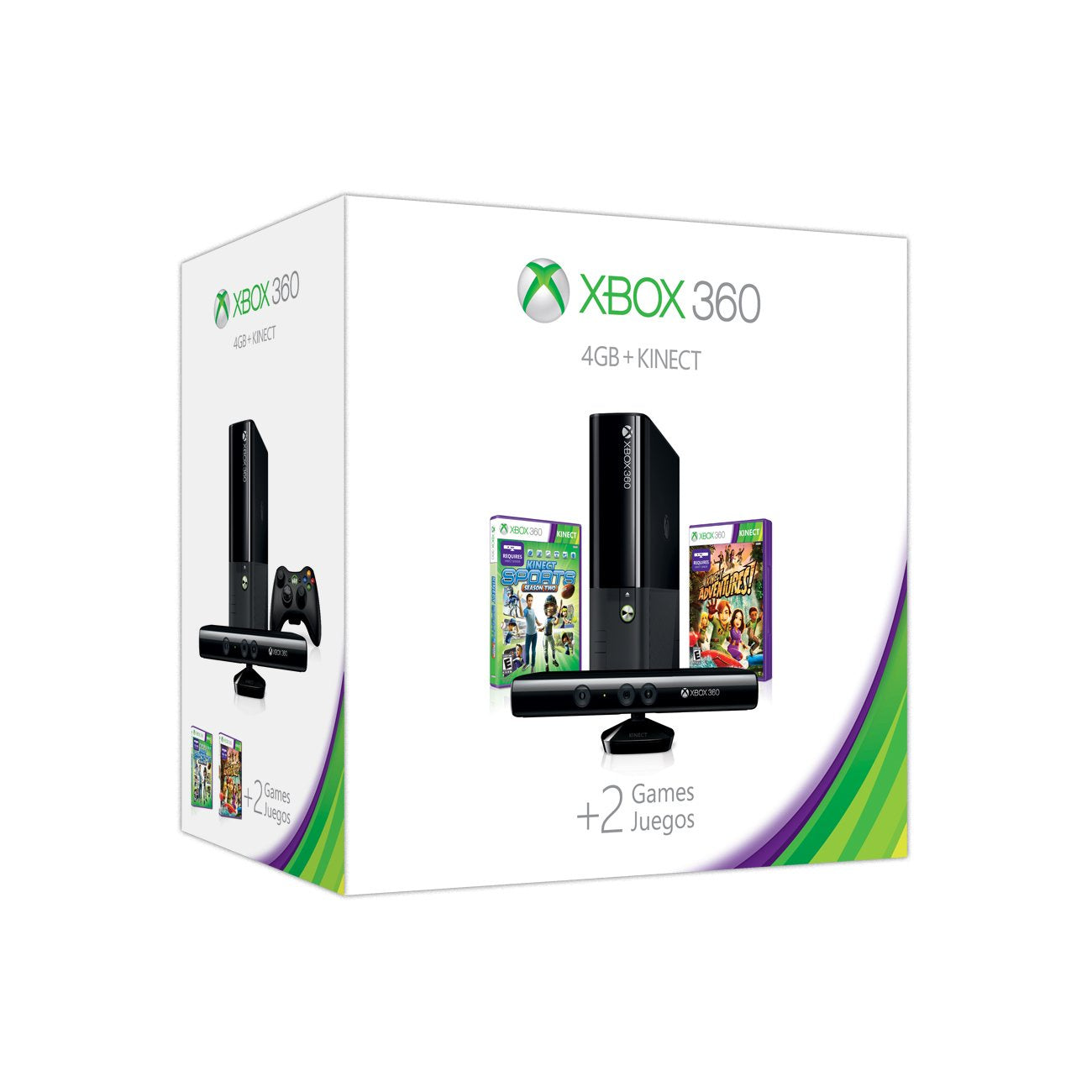 4GB Xbox 360 Console Kinect + 2 Games Bundle