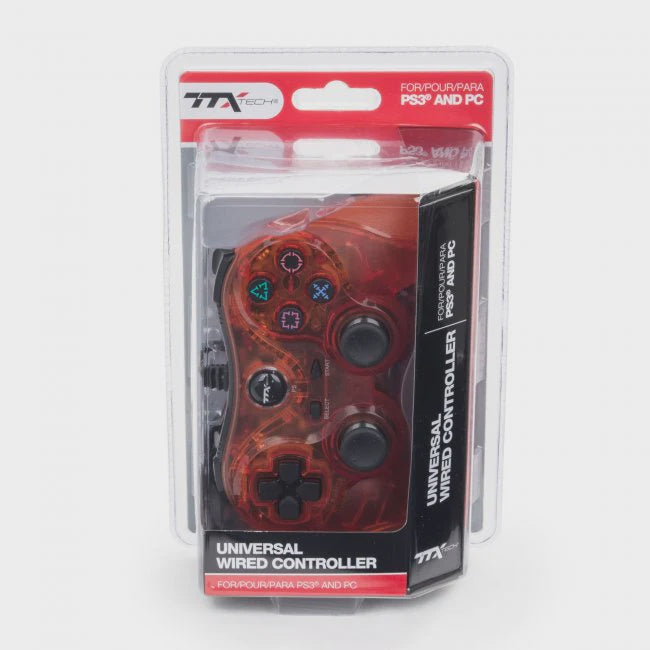 PS3 Wired Controller Clear Red