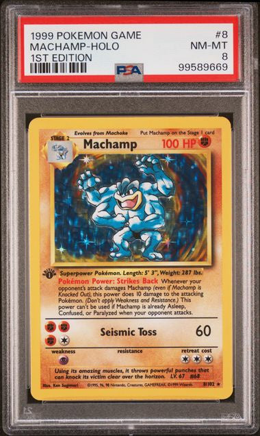 PSA - 8 1999 Pokemon Machamp Holo 1st Edition #8 (99589669)