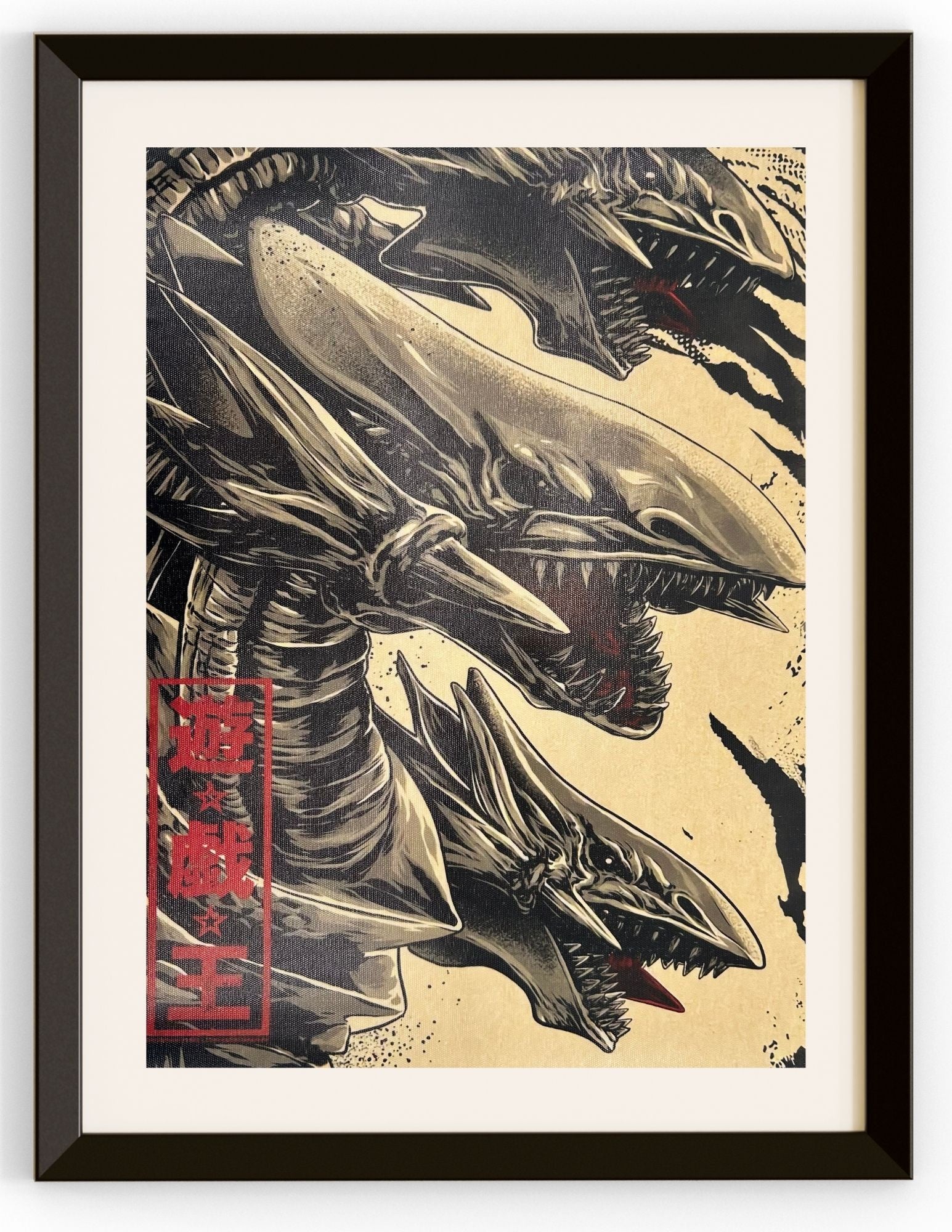 Blue Eyes White Dragon Sepia Canvas Prints