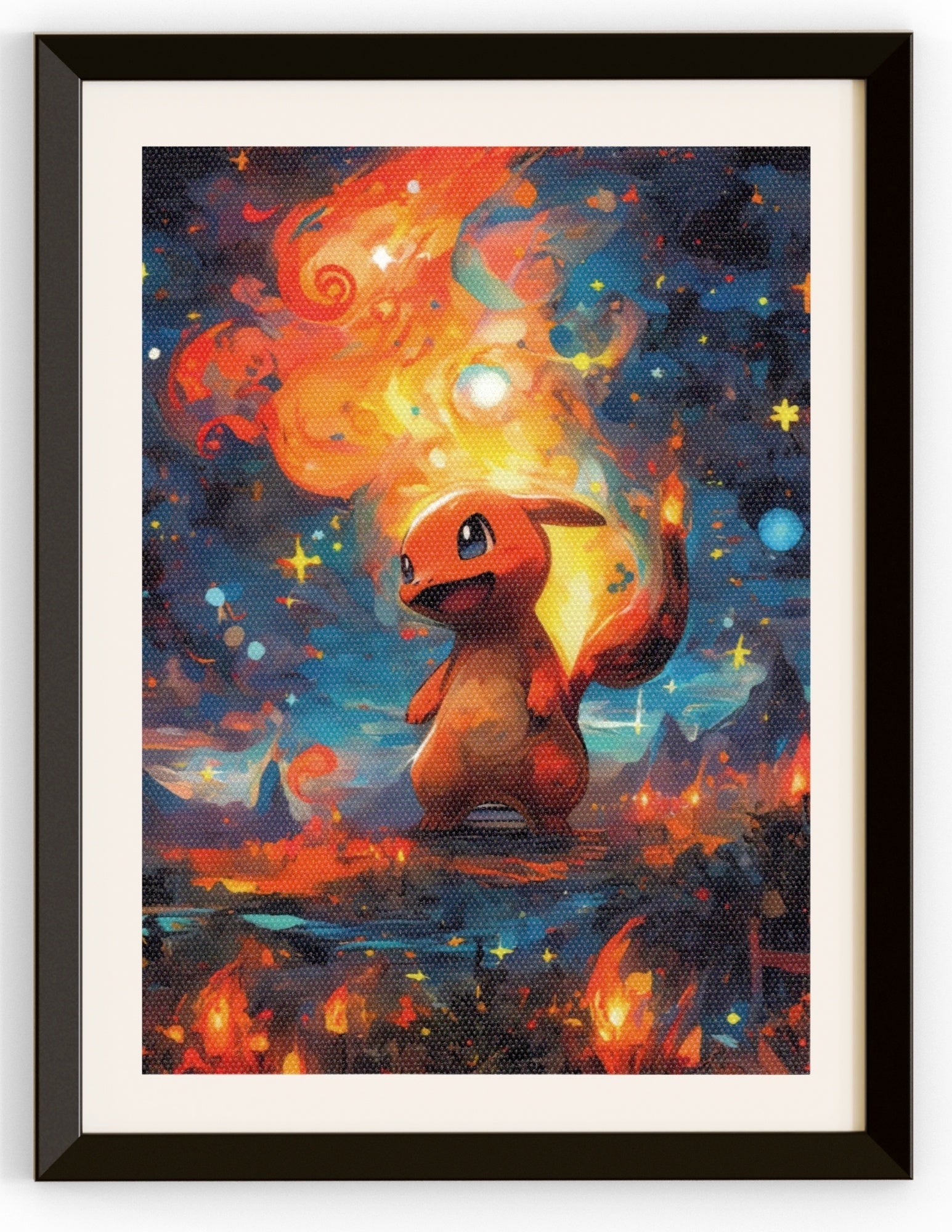 Charmander Under a Starry Night Sky Canvas Prints