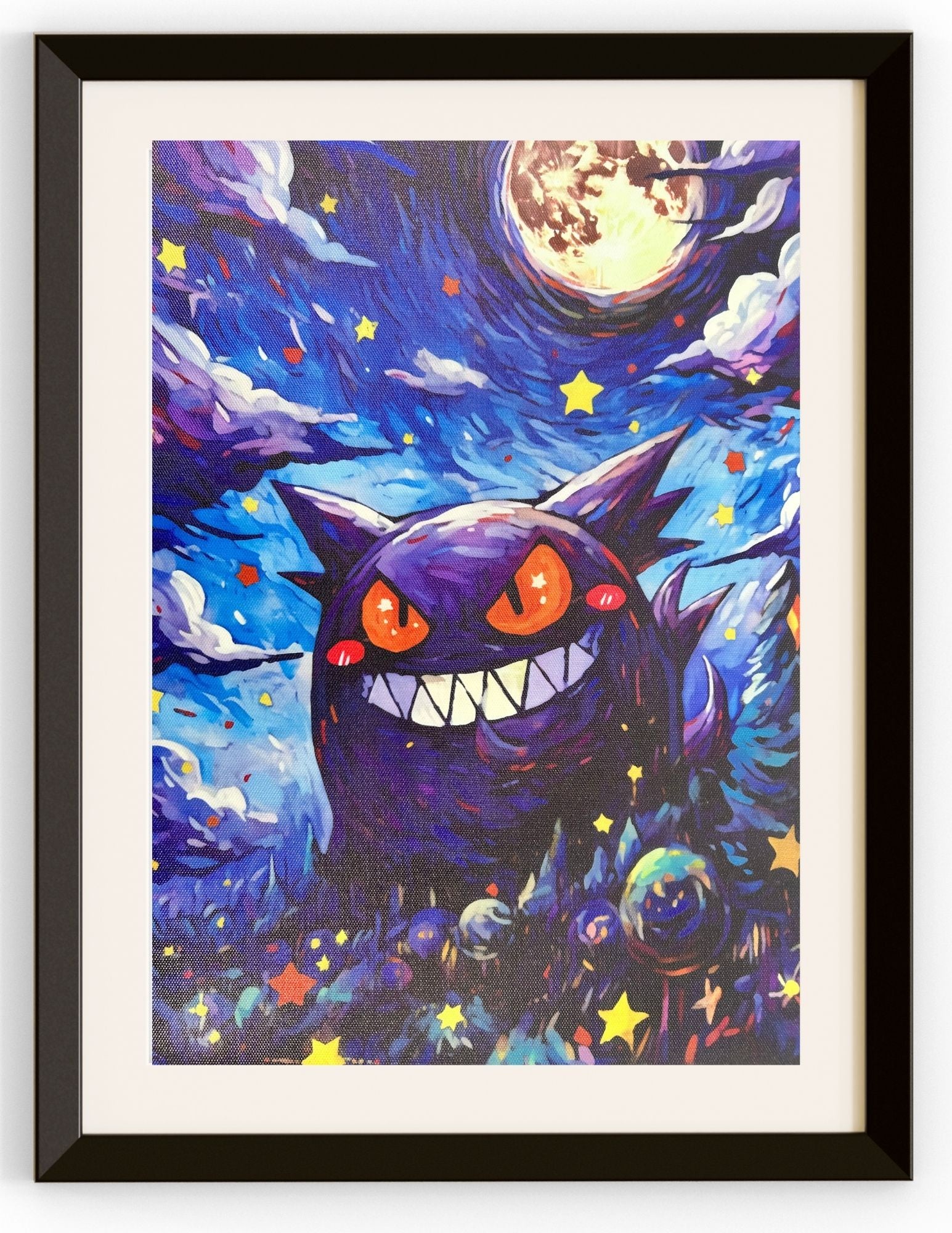 Gengar Grinning Under The Moon Canvas Prints