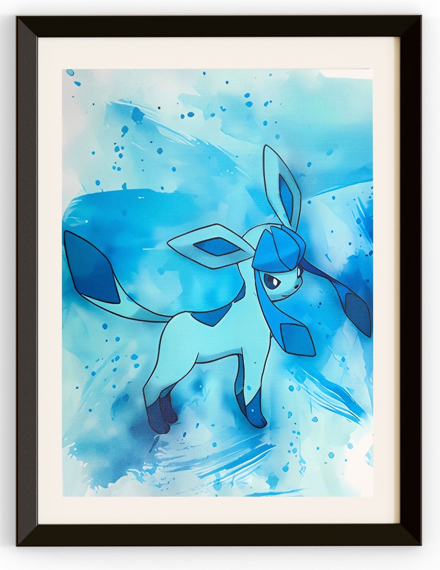 Glaceon with Paint Brush Strokes Canvas Print