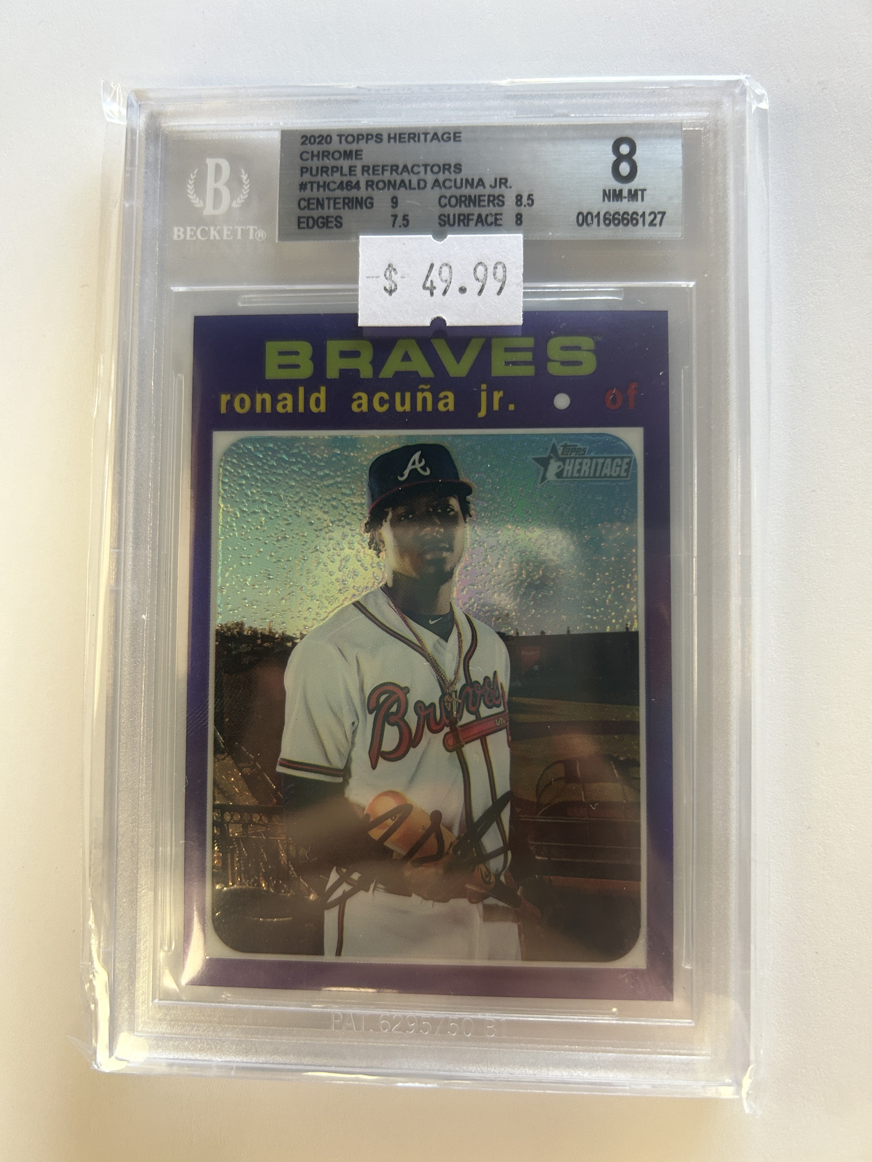 BGS - 8 2020 Topps Heritage Chrome Purple Refractors #THC464 Ronald Acuna Jr.