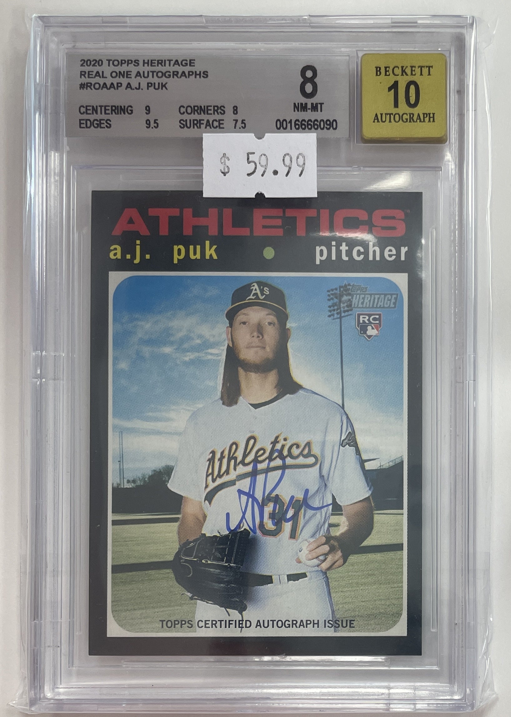 BGS - 8 2020 Topps Heritage Real One Autographs ROAAP A.J. Puk