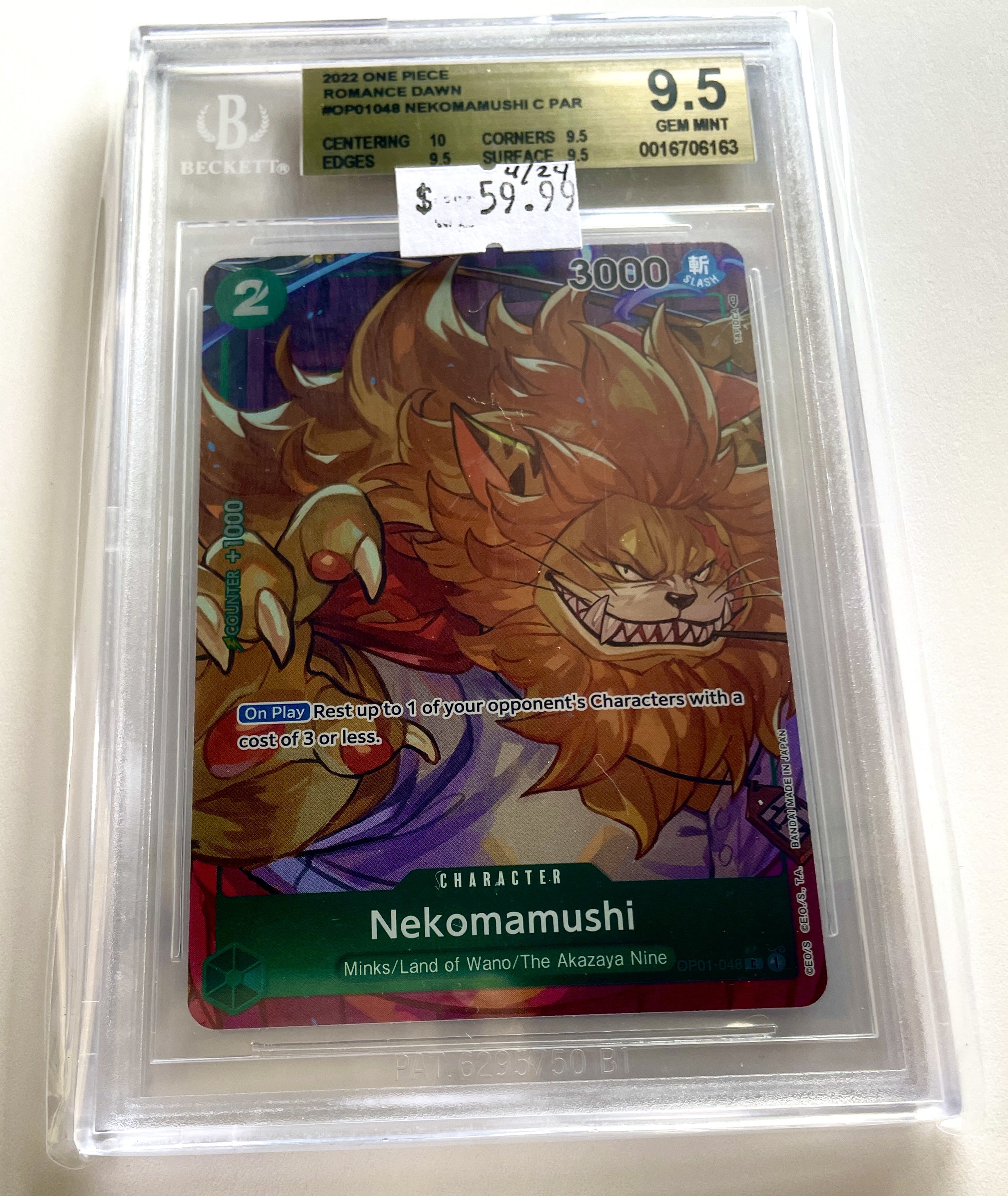 BGS 9.5 2022 One Piece Romance Dawn #OP01048 Nekomamushi C PAR