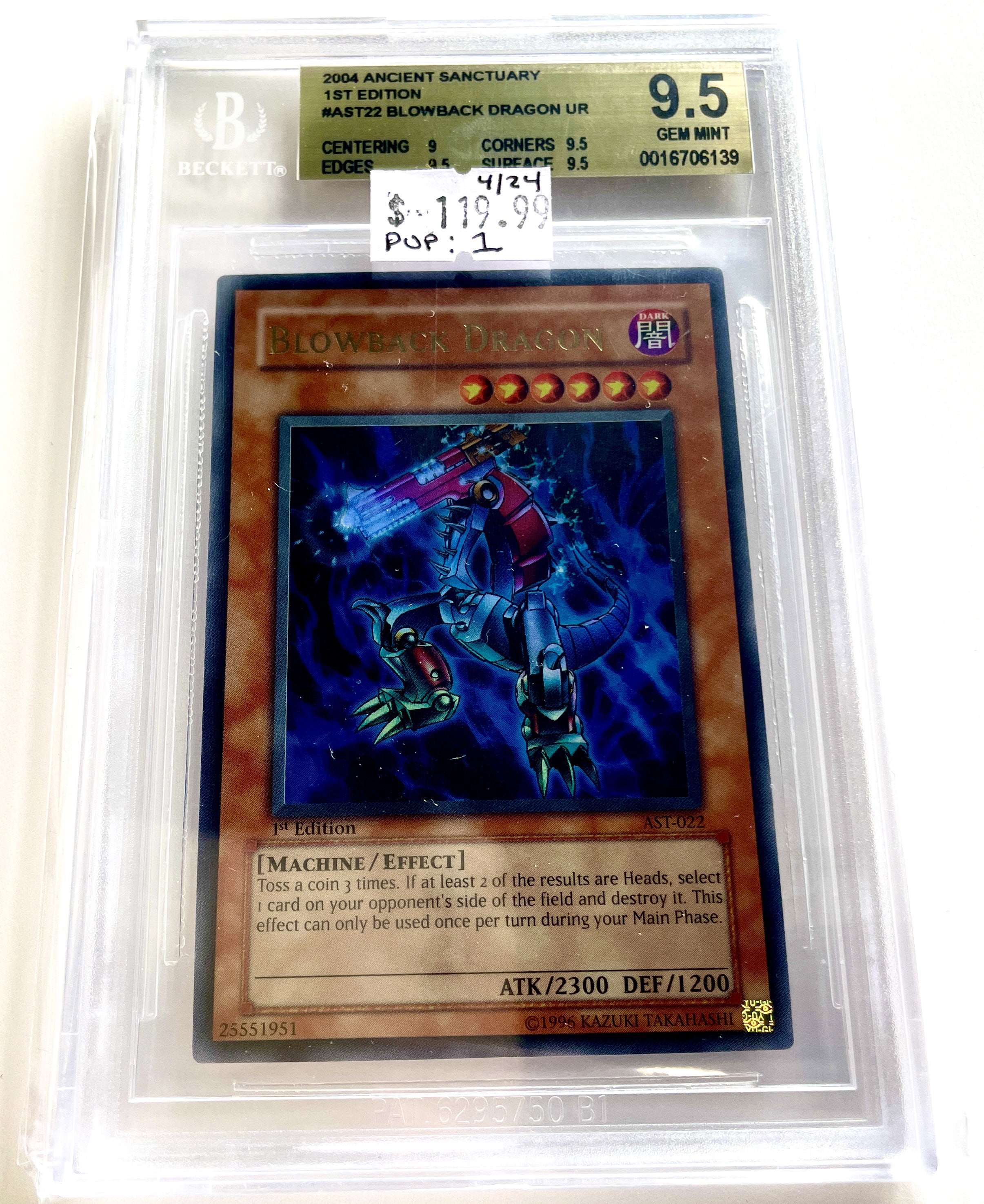 BGS 9.5 2004 Ancient Sanctuary 1st Edition #AST22 Blowback Dragon UR