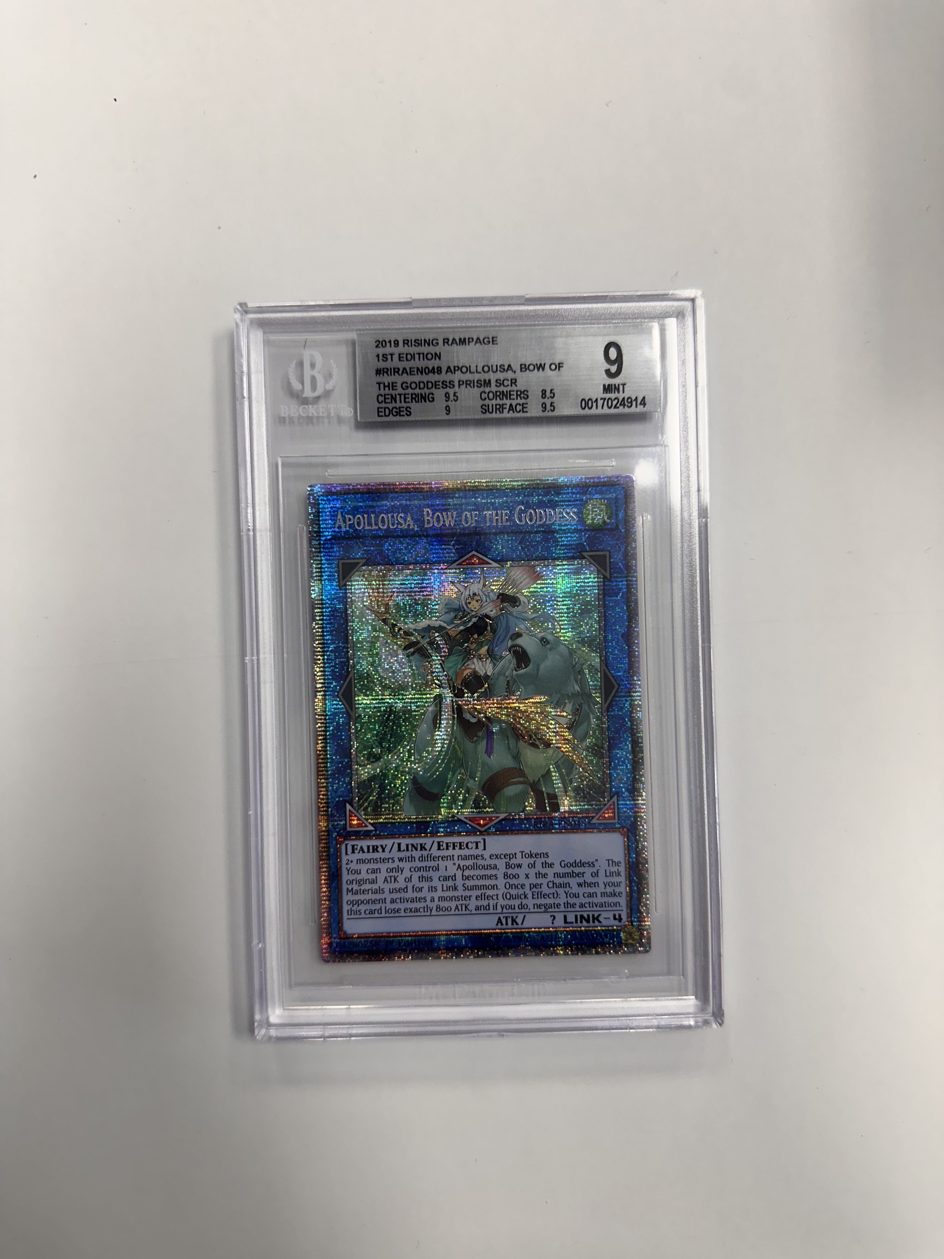 BGS 9 2019 Rising Rampage 1st Edition #RIRAEN048 Apollousa, Bow of The Goddess Prism SCR