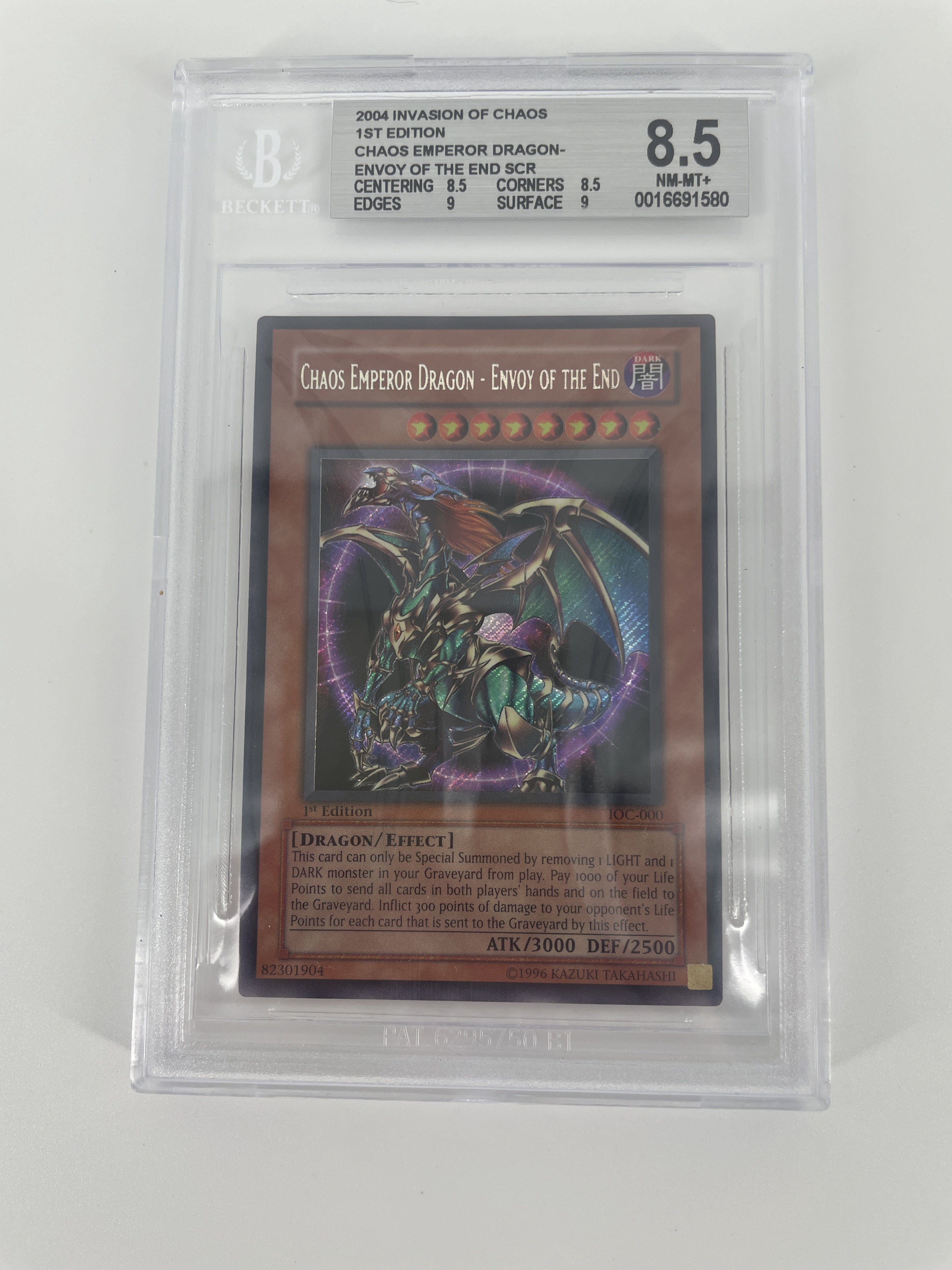 BGS - 8.5 2004 Invasion of Chaos 1ST Edition Chaos Emperor Dragon Envoy of the End SCR [0016691580]