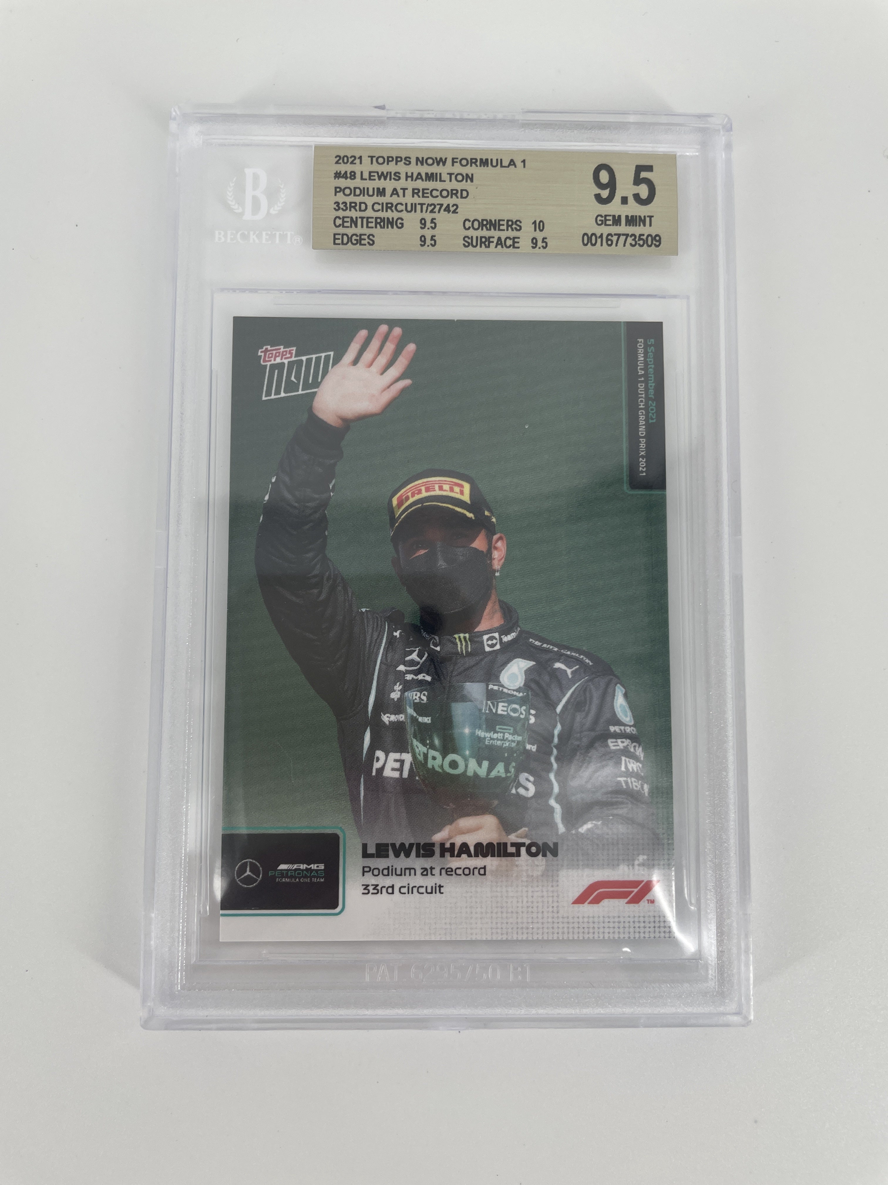 BGS -9.5 2021 Topps Now Formula 1 #48 Lewis Hamilton  Podium at Record 33RD Circuit/2742 [0016773509]