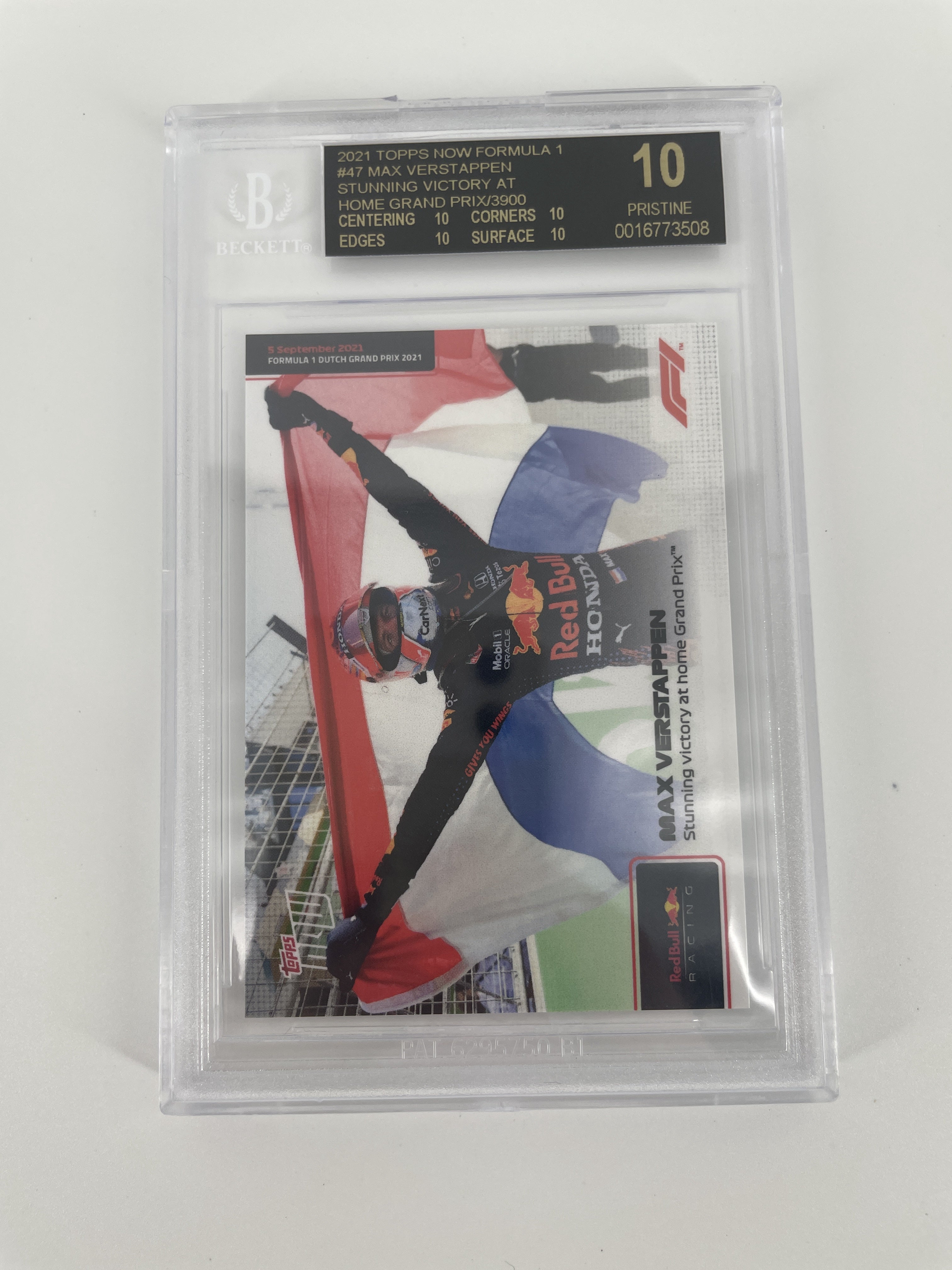 BGS - Beckett Black Label 10 2021 Topps Now Formula 1 #47 Max Verstappen Stunning Victory at Home Grand PRIX/3900 [0016773508]