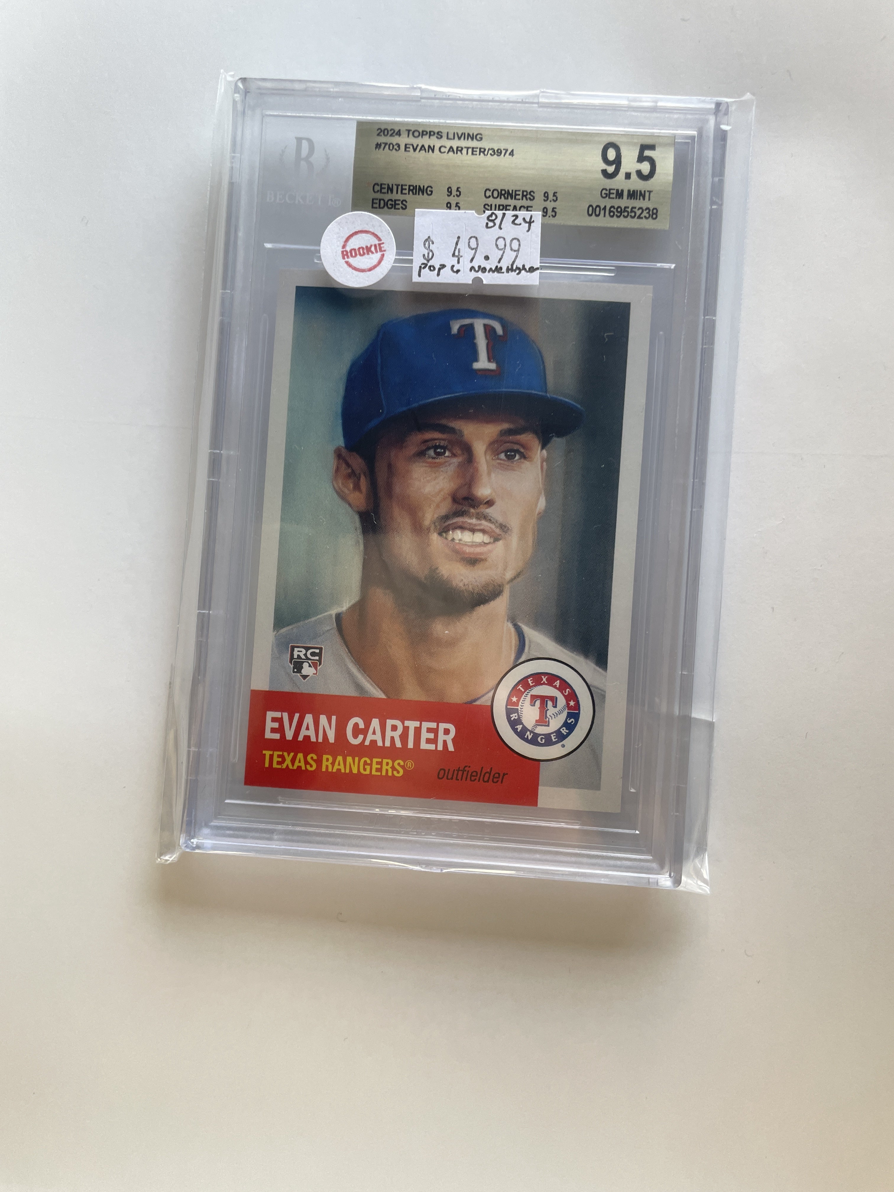 BGS 9.5 2024 Topps Living #703 Evan Carter/3974 (0016955238)