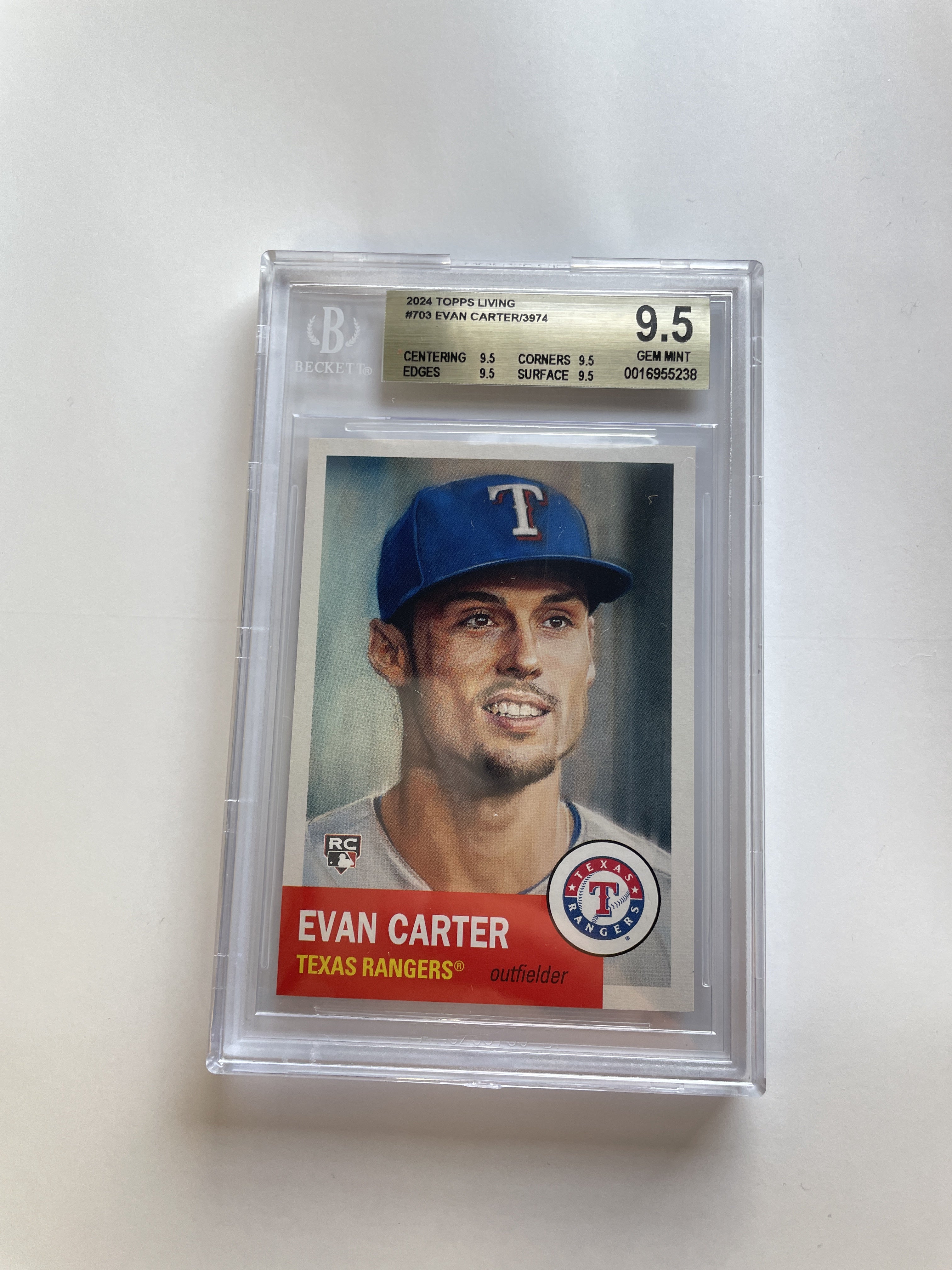 BGS 9.5 2024 Topps Living #703 Evan Carter /3974 (0016955236)