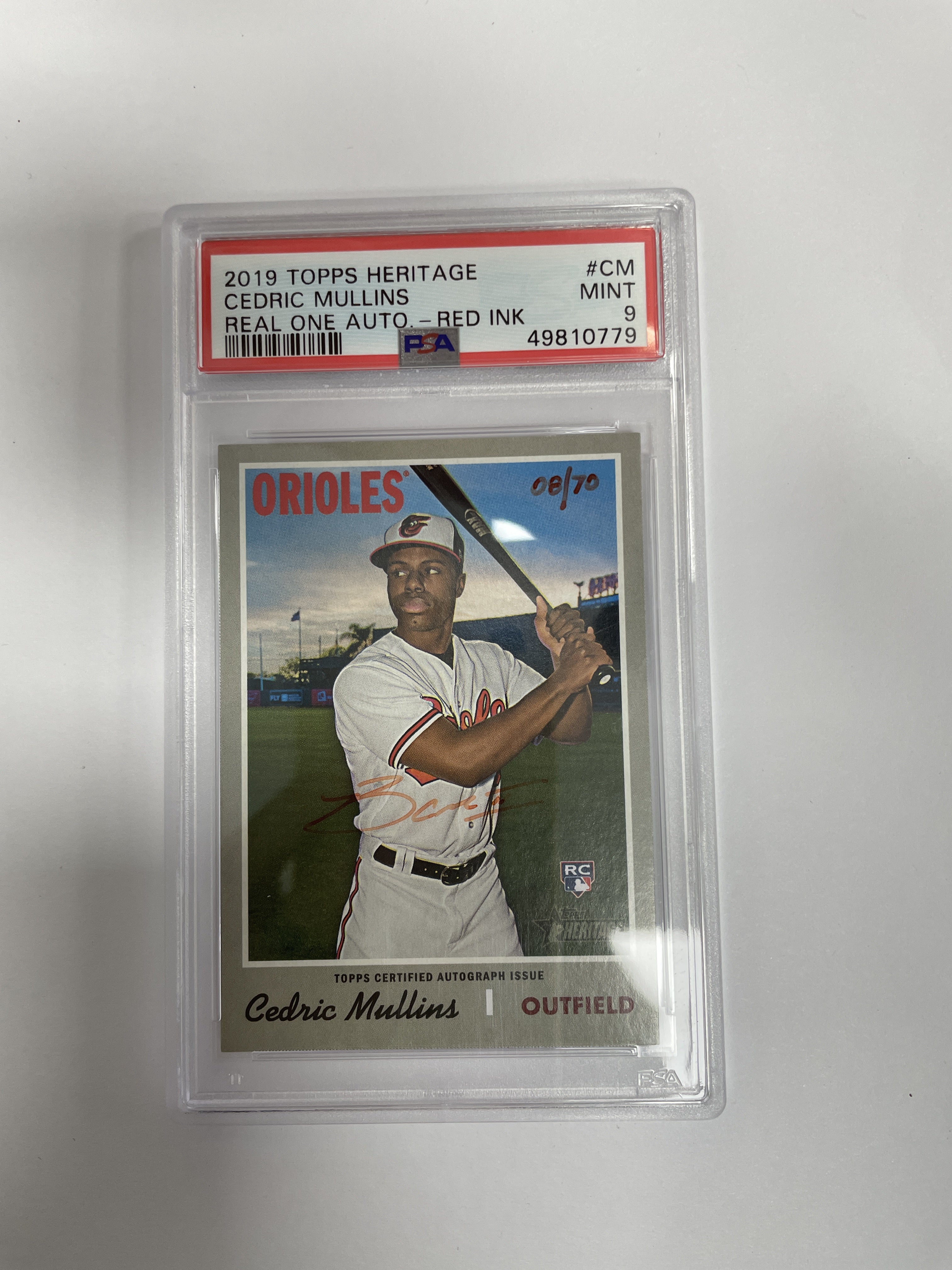 PSA 9 - 2019 Topps Heritage  -Cedric Mullins - Real One Auto - RedInk - #CM (49810779)