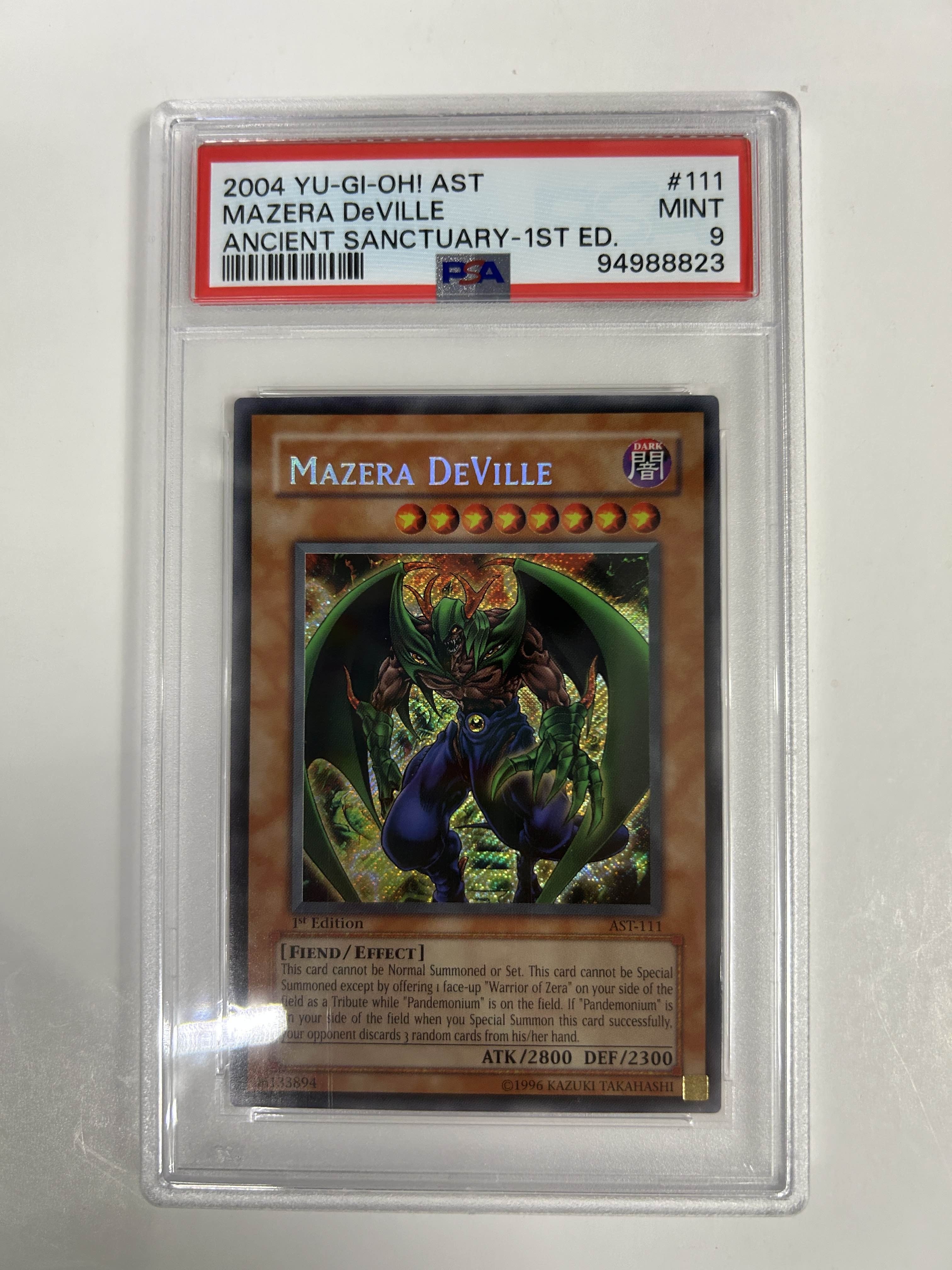 PSA 9 2004 Yu-Gi-Oh! AST Mazera DeVille Ancient Sanctuary 1st Edition #111