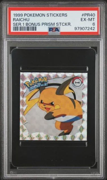 PSA 6 1999 Pokemon Stickers Raichu Ser. 1 Bonus Prism Stciker [97907242]