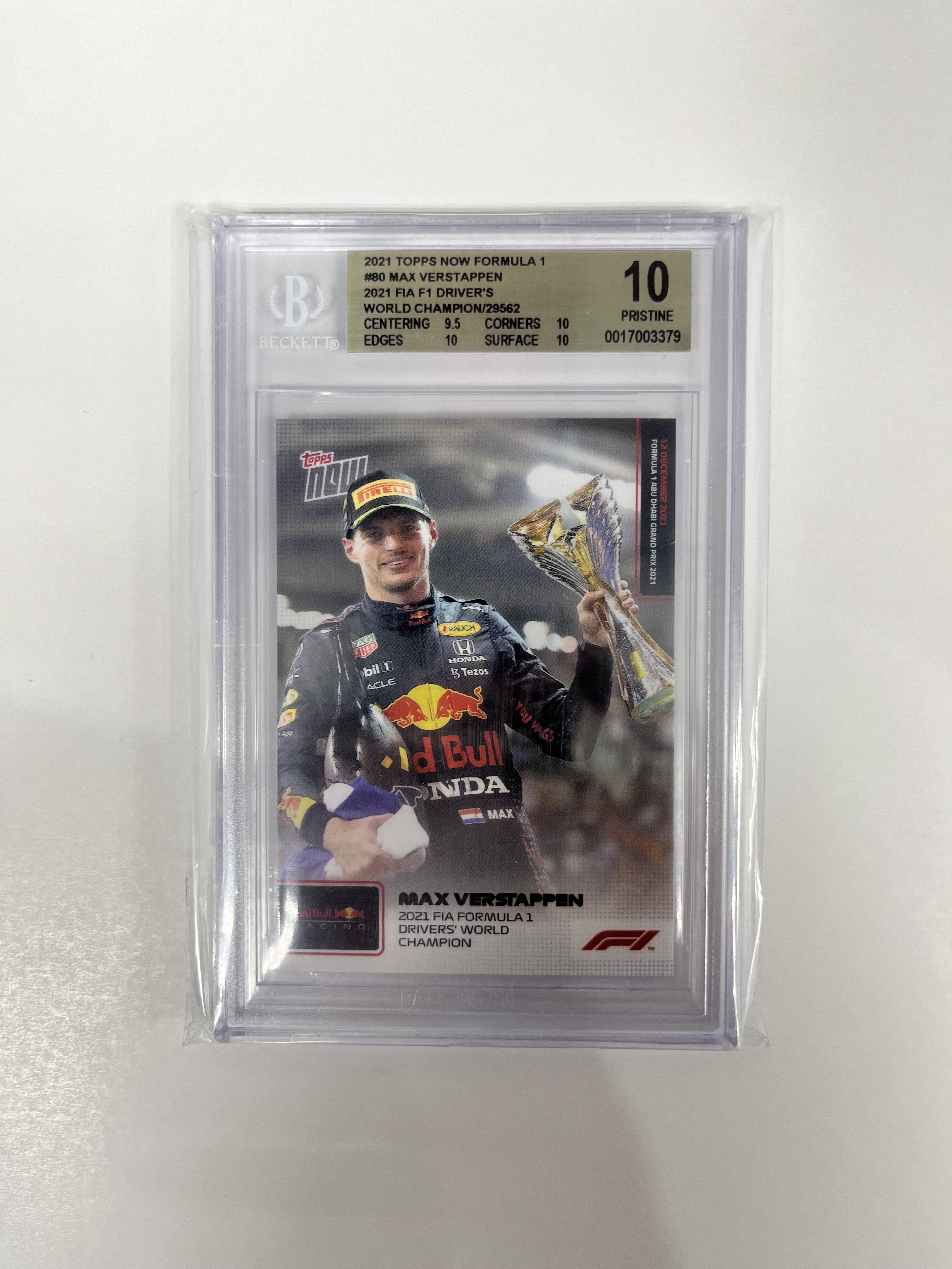 BGS - 10 2021 Topps Now Formual 1- #80 Max Verstappen - 2021 FIA F1 Driver's- World champion/29562 [#0017003379]