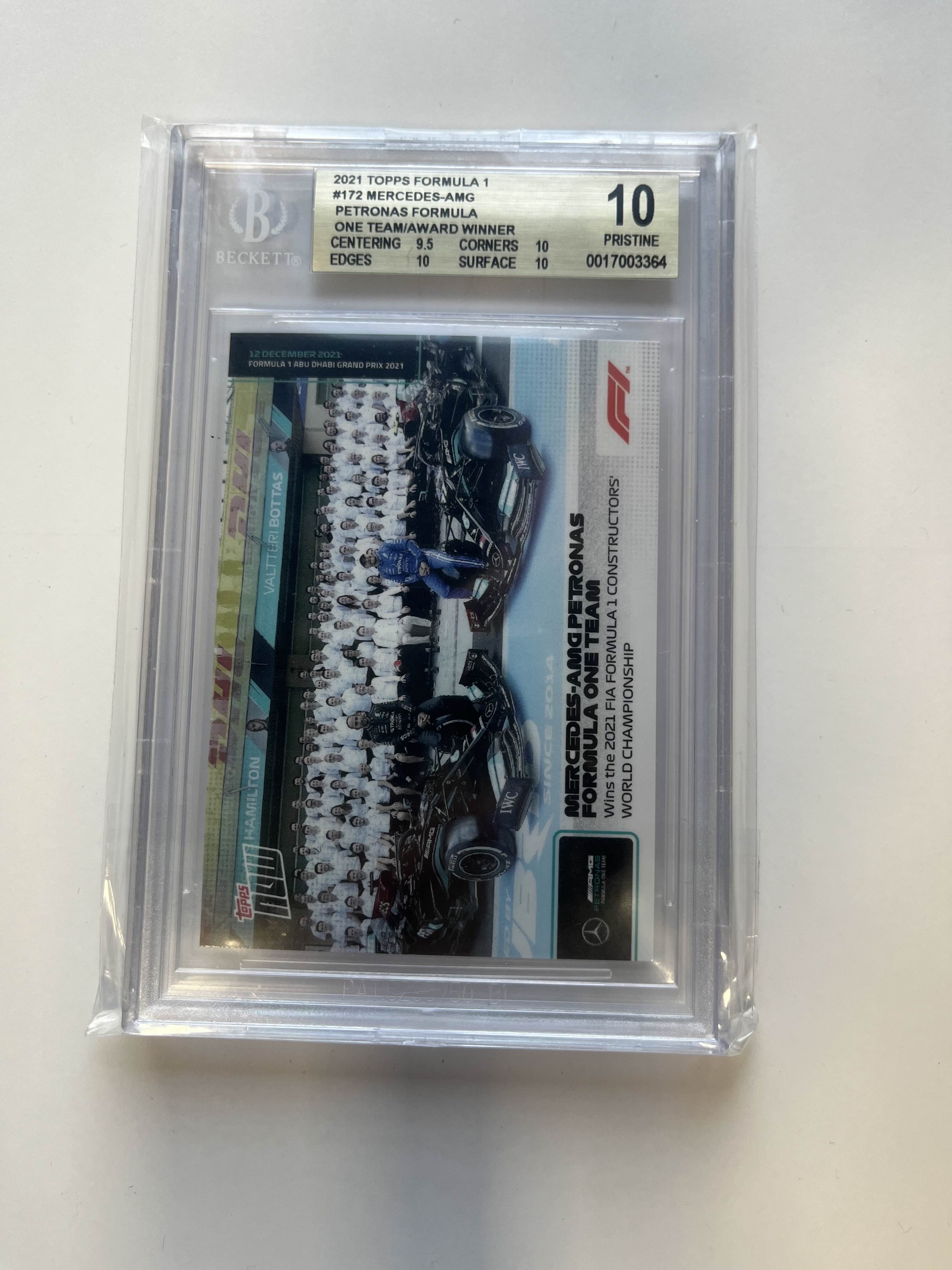 BGS 10 2021 Topps Formula 1 #172 Mercedes-AMG Peteronas Formula One Team/Award Winner