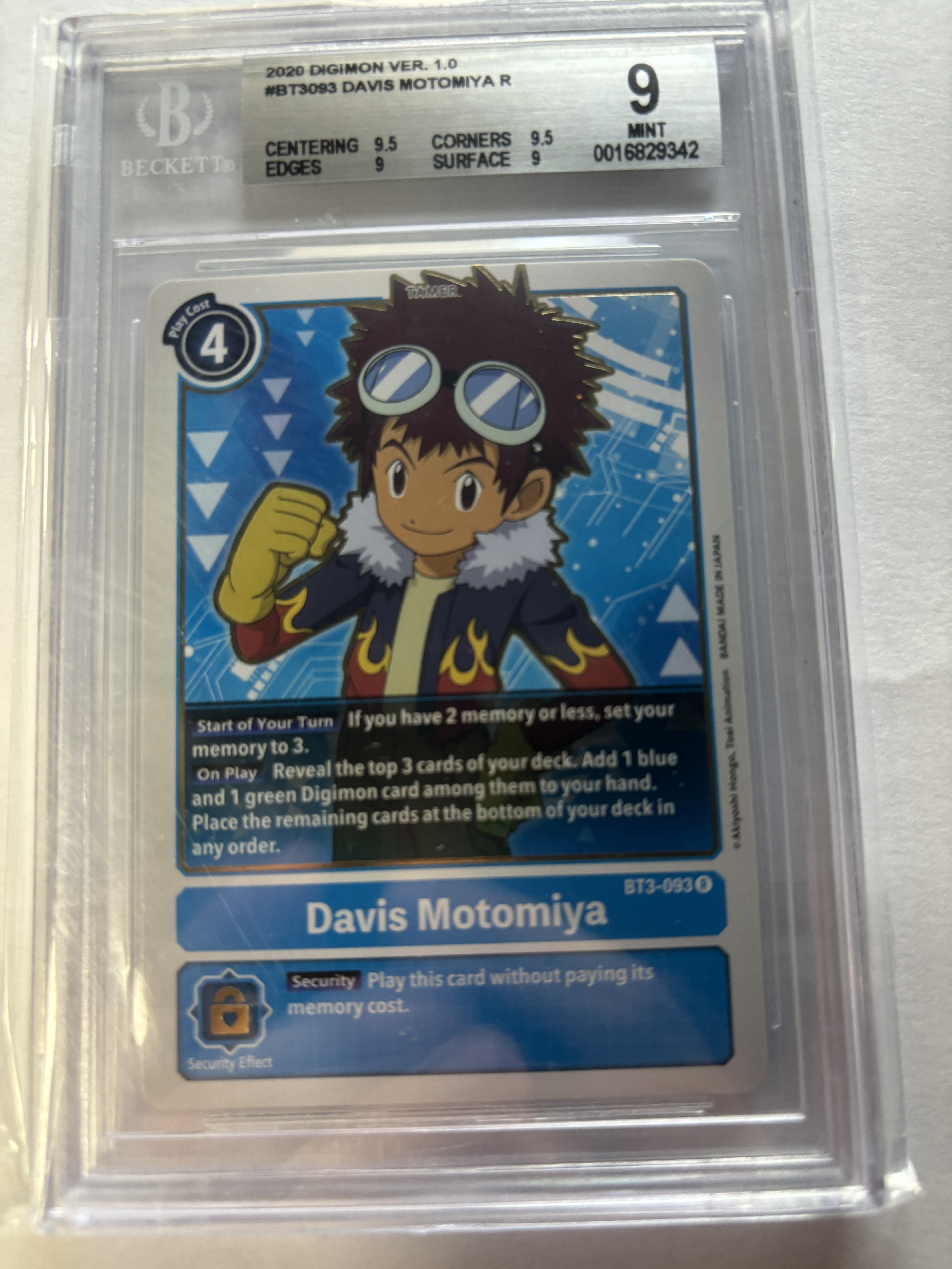 BGS - 9 2020 Digimon Ver. 1.0 #BT3093 Davis Motomiya R