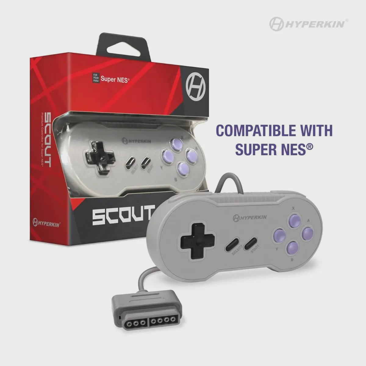 Scout Wired Controller for SNES | Gray - 3rd Party [Hyperkin]