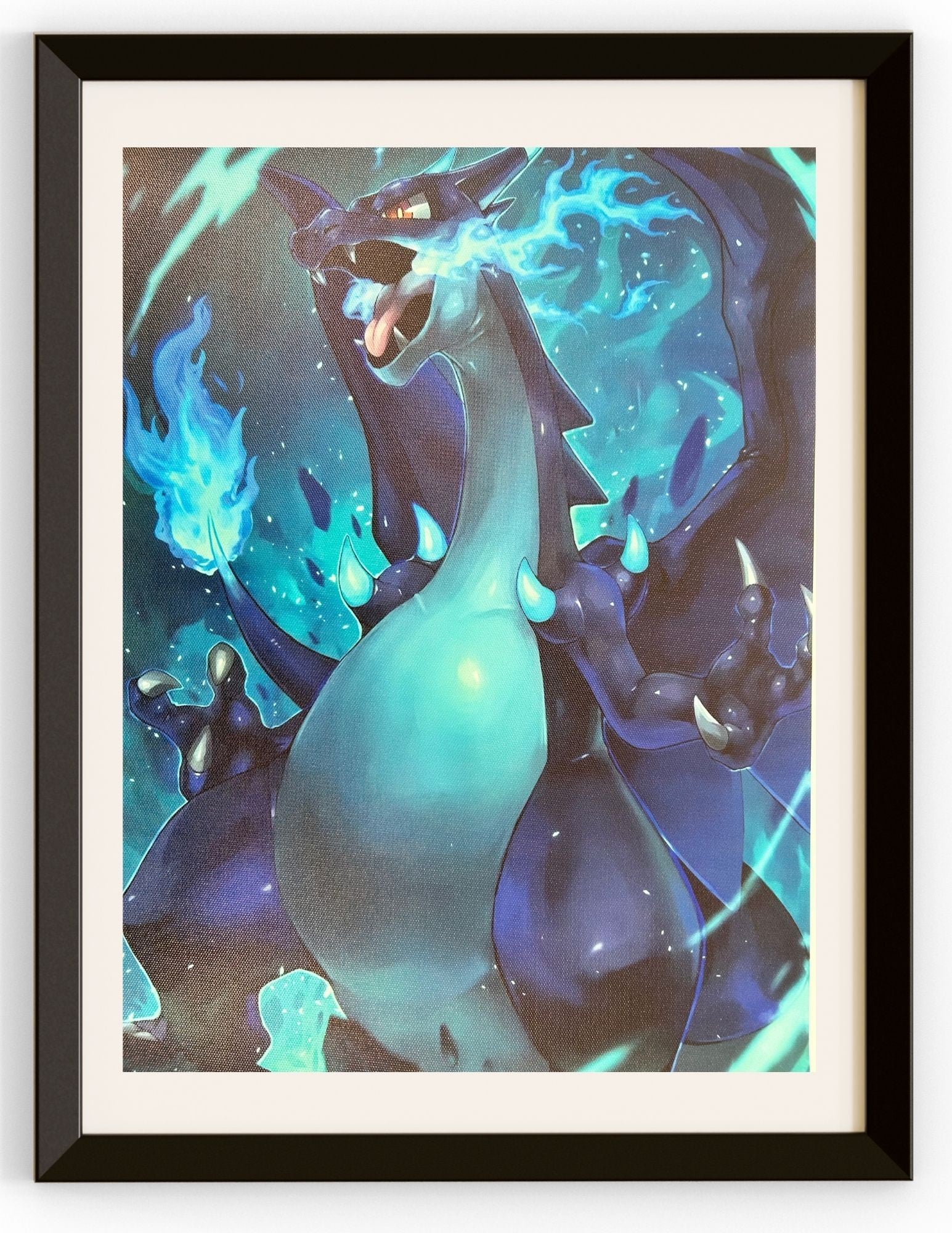 Shiny Charizard With Blue Flames Canvas Prints