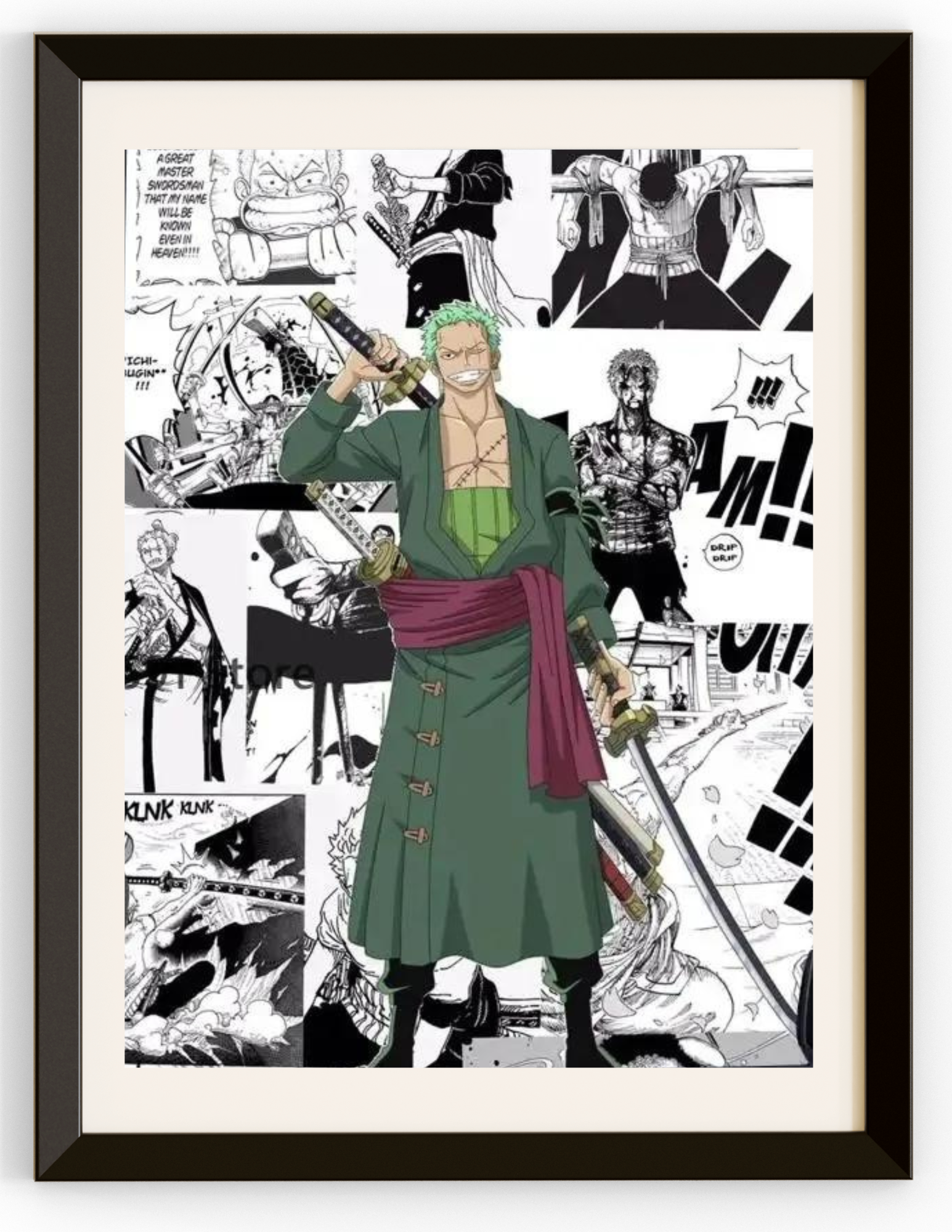 Zoro In Front of Manga Art Canvas Prints