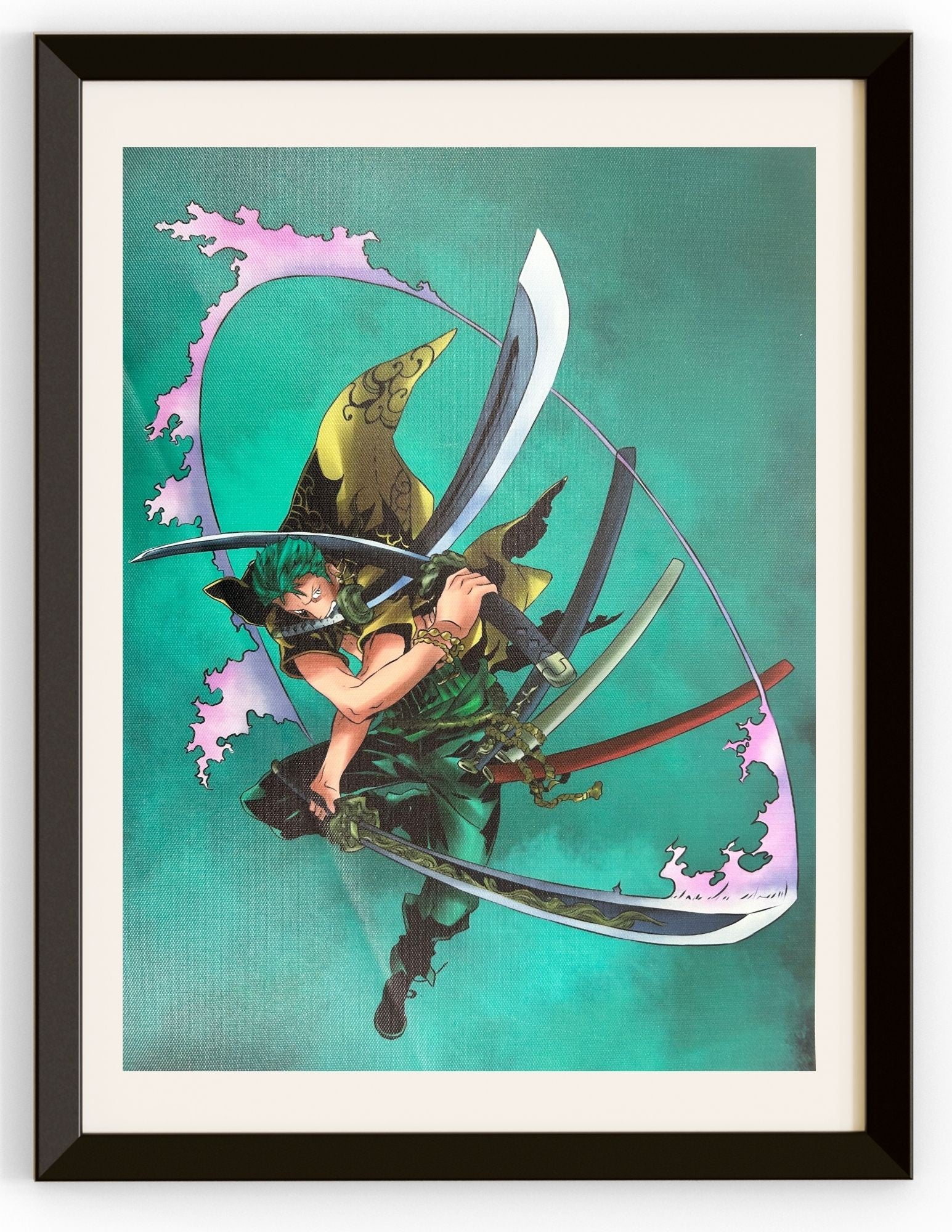 Zoro With Purple Flame Swords Canvas Prints