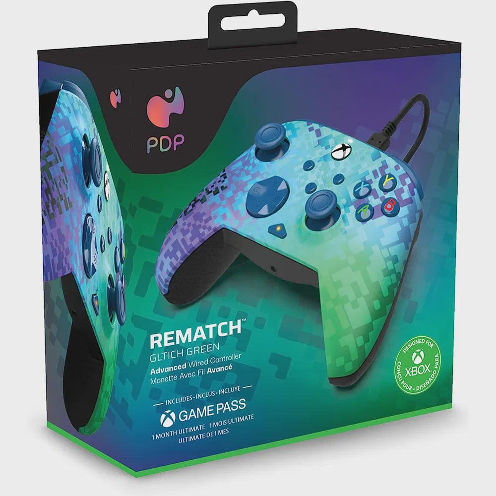 PDP Rematch Glitch Green Advanced Wired Controller