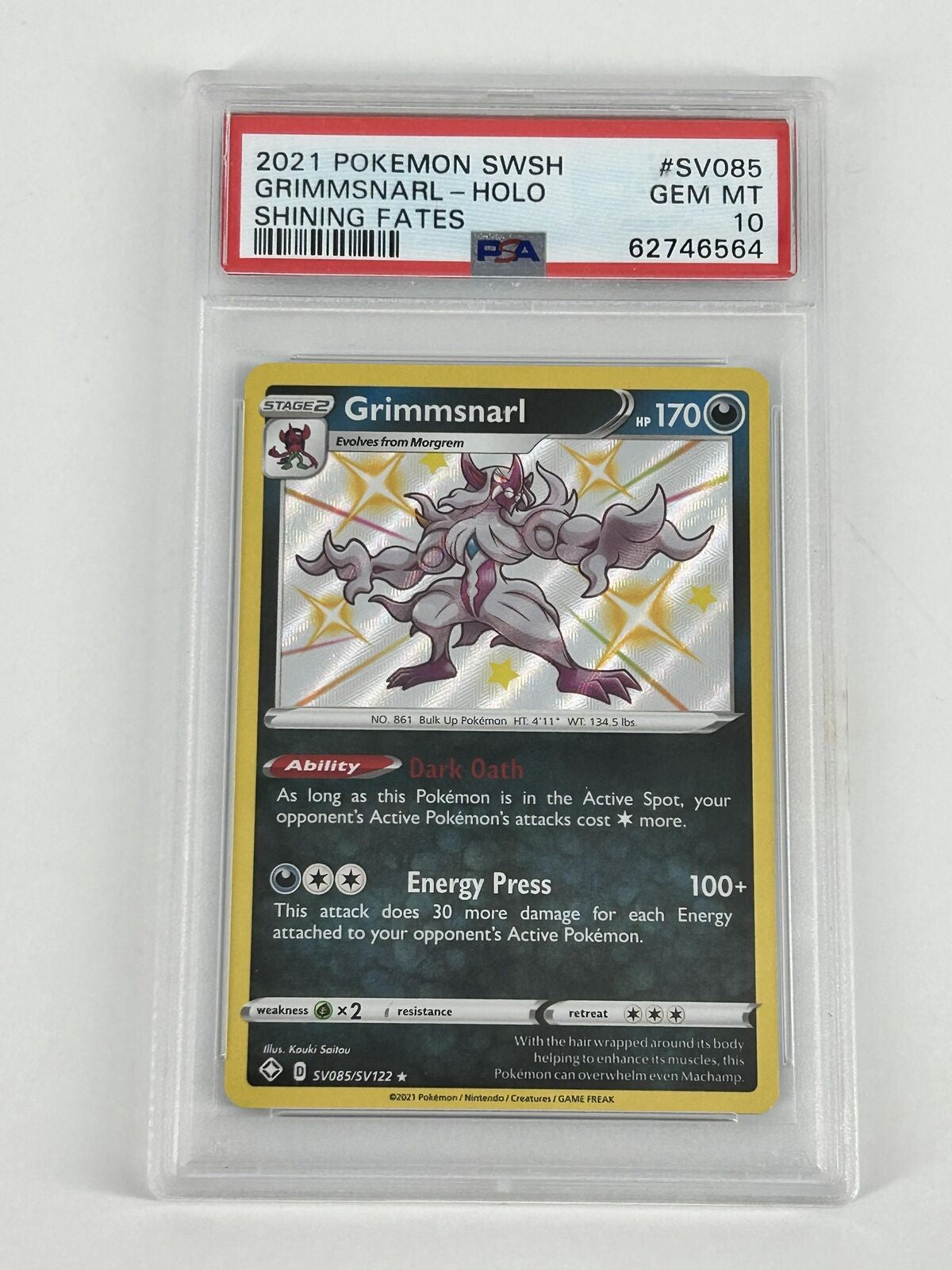 PSA 10 - 2021 Pokemon SWSH Grimmsnarl - Holo Shining fates (62746564)