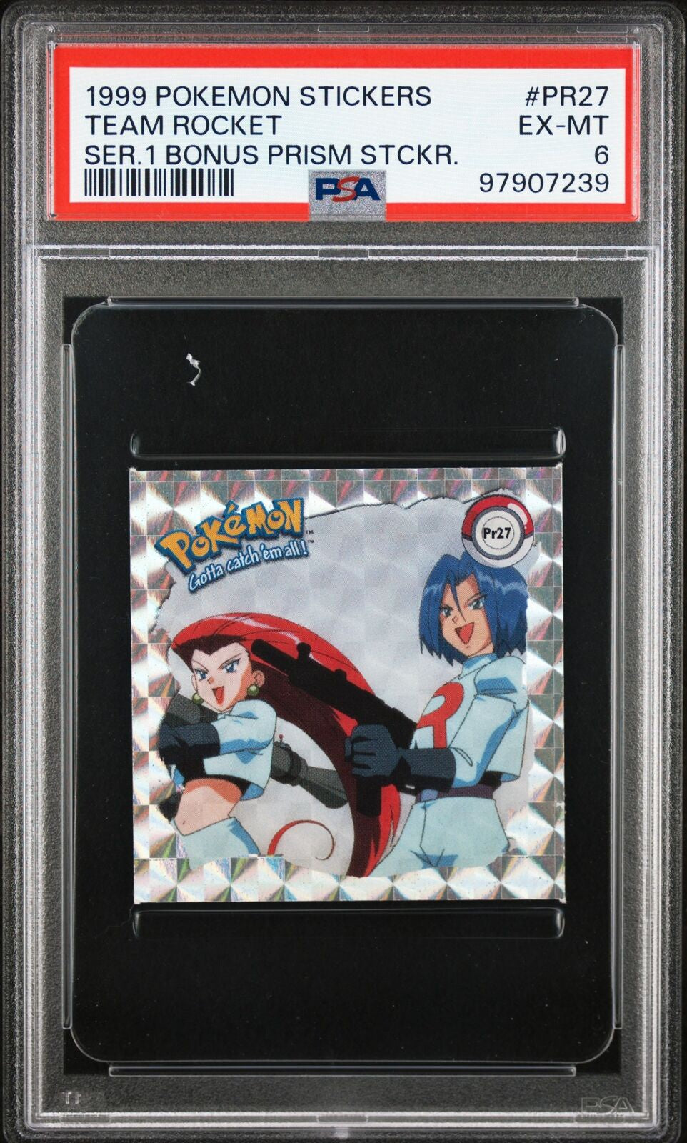 PSA 6 - 1999 Pokemon Stickers Team Rocket Ser. 1 Bonus Prism Stickr.