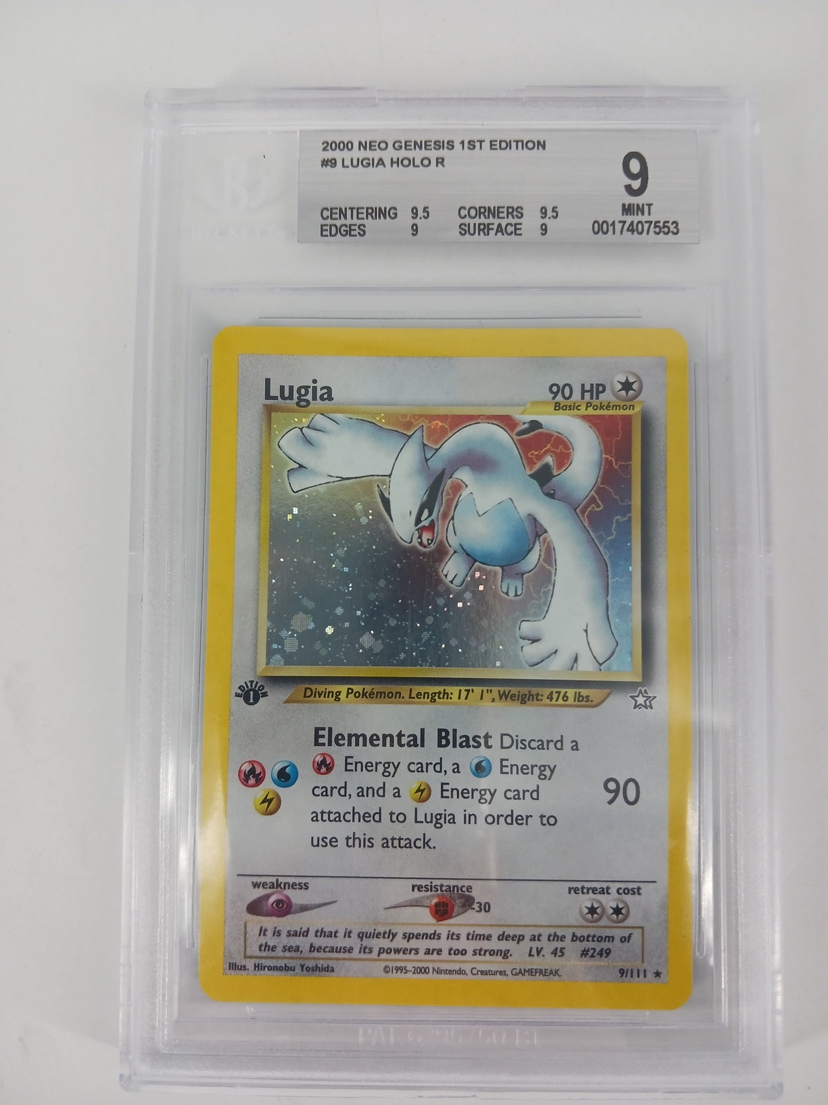 BGS - 9 2000 Neo Genesis 1st Edition #9 Lugia Holo R