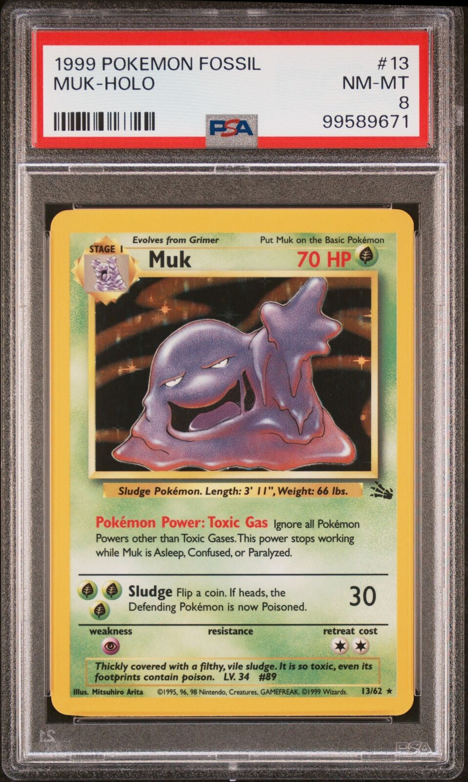 PSA 8 - 1999 Pokemon Fossil Muk-Holo