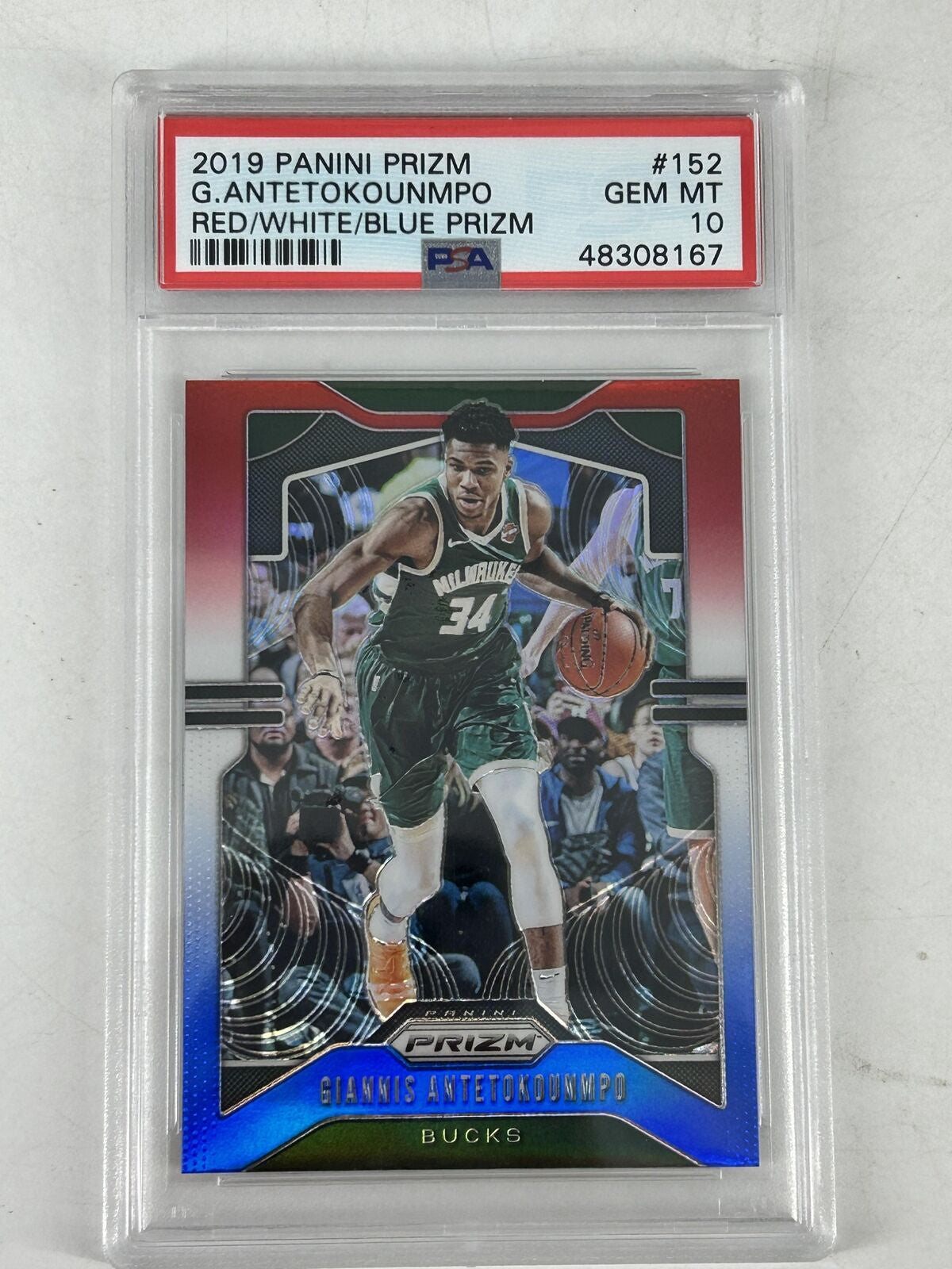 PSA 10 2019 Panini Prizm G.Antetokounmpo Red/White/Blue Prizm [48308167]