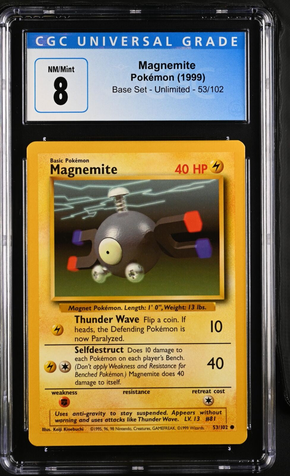 CGC 8 - Magneite Pokemon (1999) Base set - Unlimited - 53/102 [3885305023]