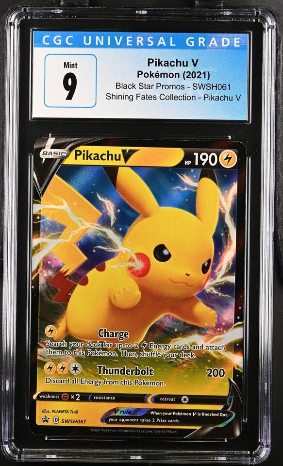 CGC 9 - Pikachu v Pokemon (2021) Black Star Promos - SWSH061 Shining Fates Collection - Pikachu v (3907072054)