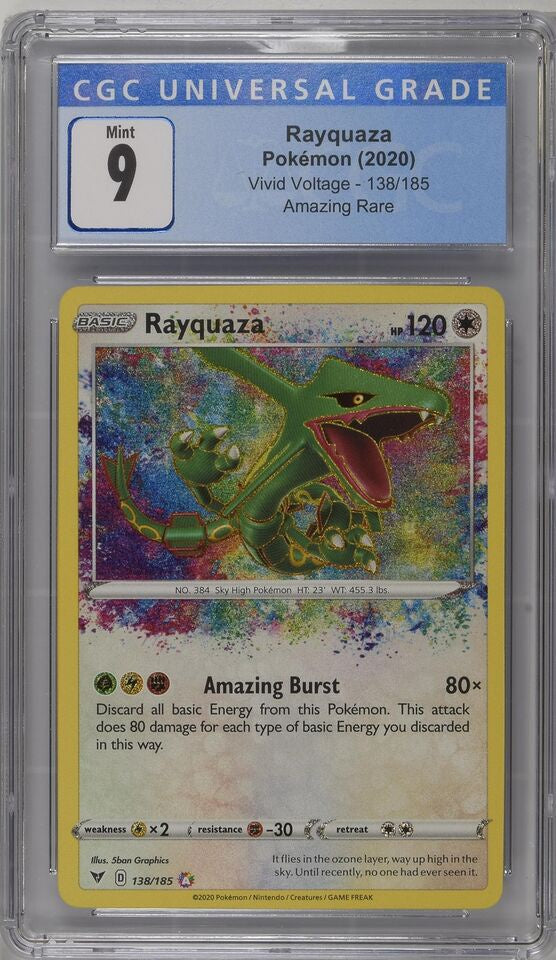 CGC 9 Rayquaza Pokemon (2020) Vivid Voltage 138/185 Amazing Rare (3878882001)