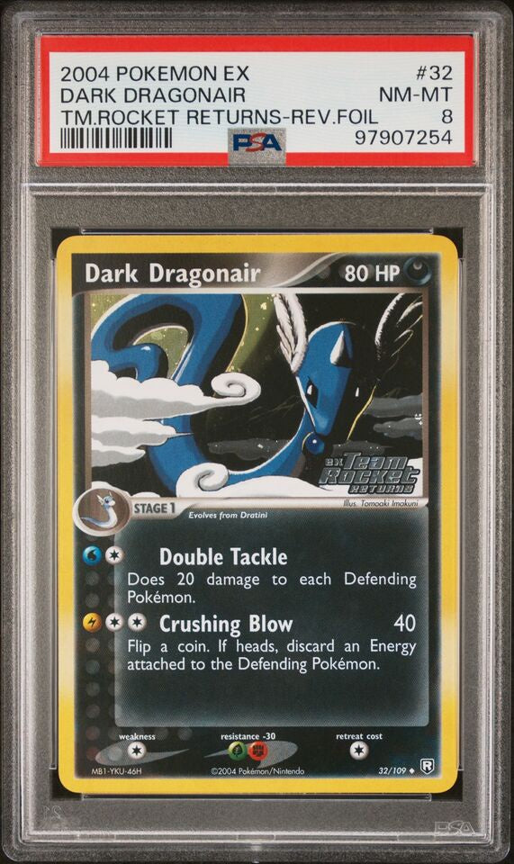 PSA 8 - 2004 pokemon EX Dark Dragonair TM.Rocket Returns-Rev.Foil (97907254)