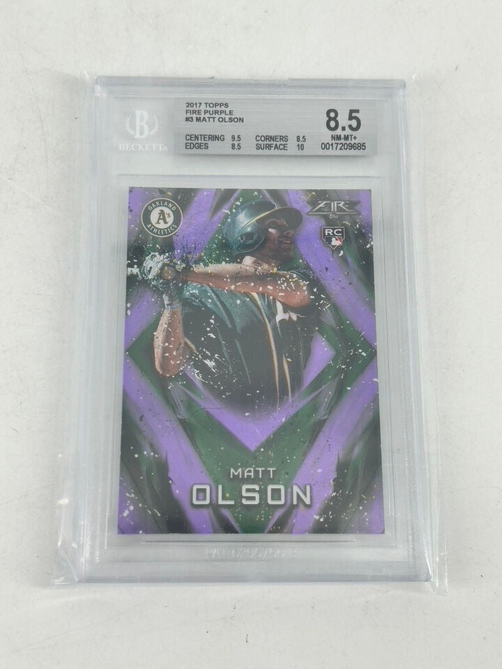 BGA - 8.5 2017 Topps Fire Purple #3 Matt olson [0017209685]