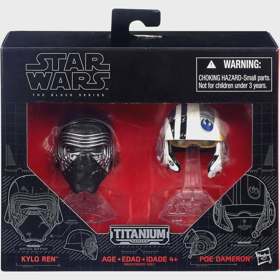 Star Wars - 01 Kylo Ren and Poe Dameron Helmets, Titanium Series Hasbro Figures